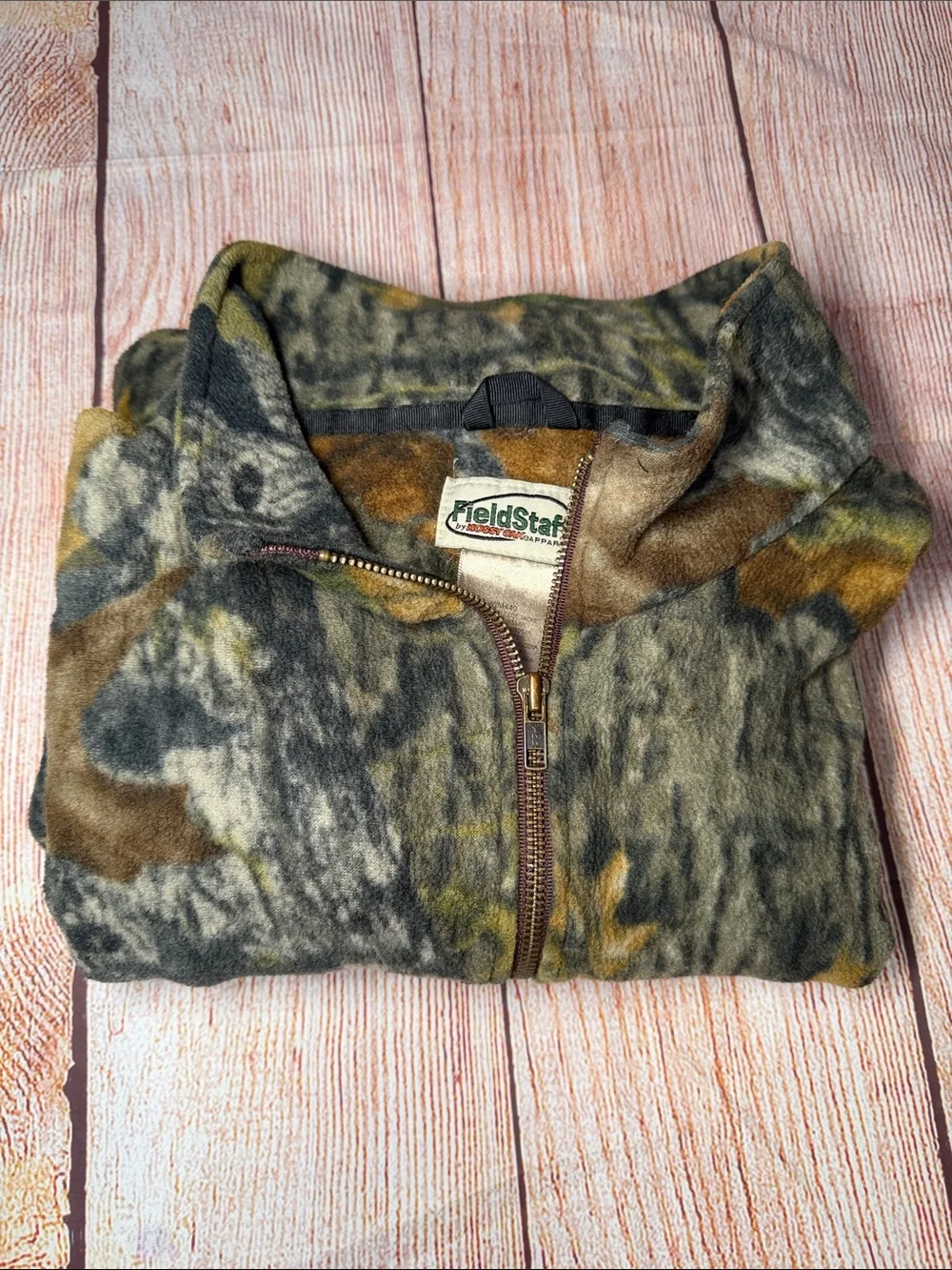 FieldStaff Mossy Oak Camo Fleece Jacket Men’s 2XL Full Zip Hunting Realtree